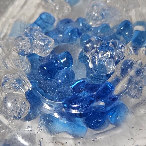 Handcrafted Glass Pendant Blue Clear Beads Statement Art Deco Fashion Jewelry - Picture 2 of 5